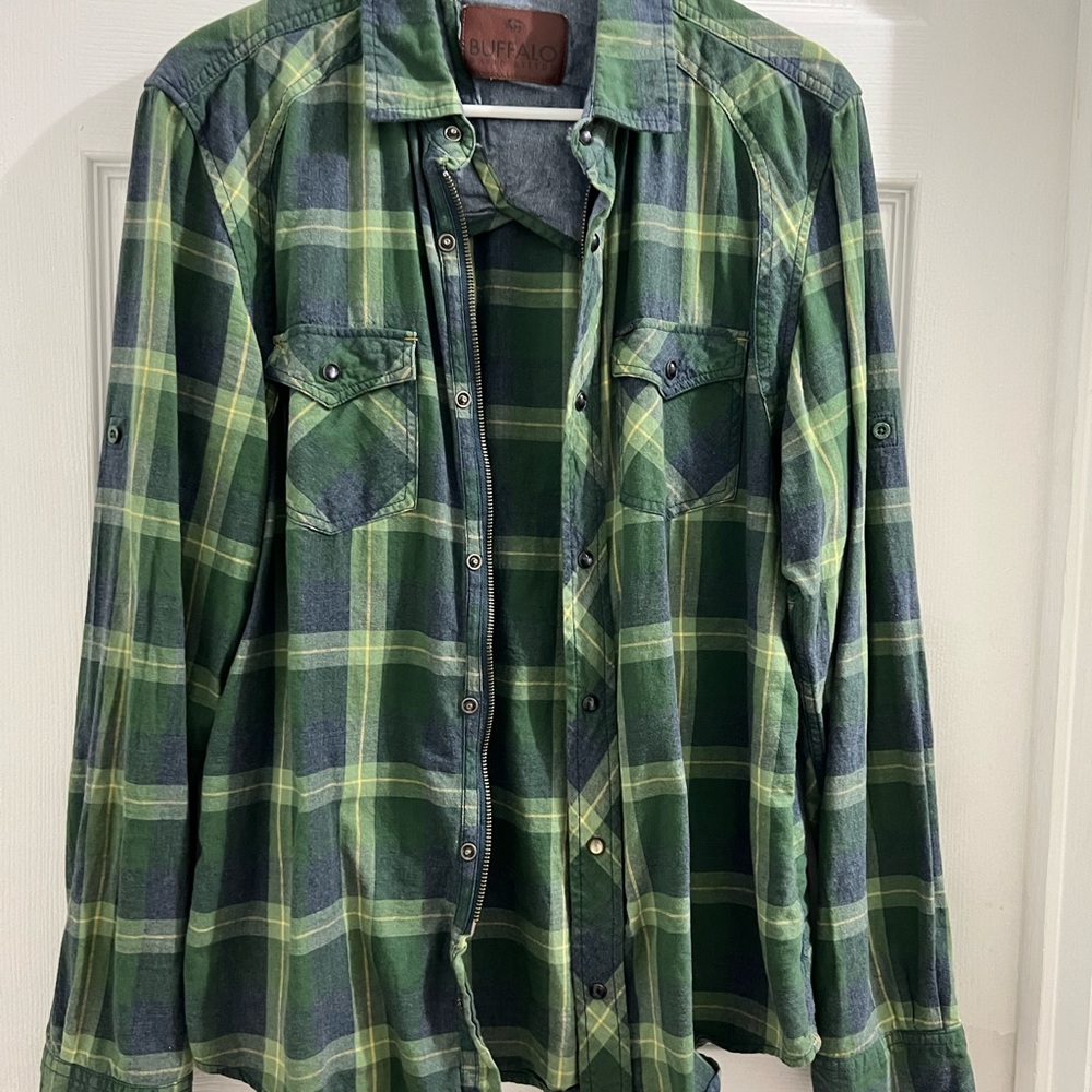 Men's Green Plaid Dress Shirt